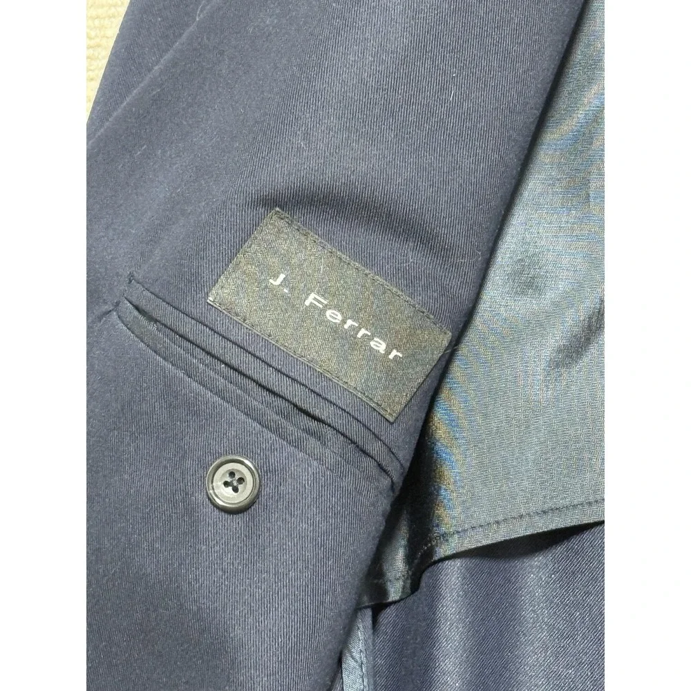 J. Ferrar Blazer Mens 40S Navy Two Button Sport Coat Patch Pockets‎ Notch Lapel